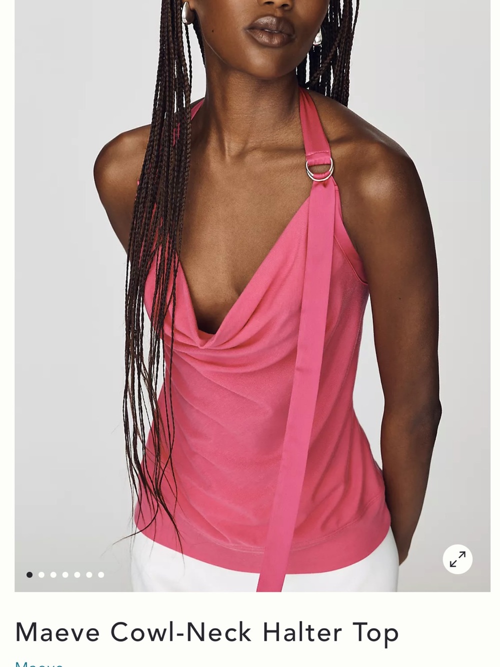 Maeve cowl neck halter top pink XL NWT